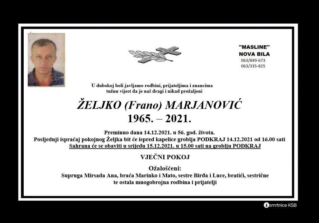 Preminuo Željko Marjanović