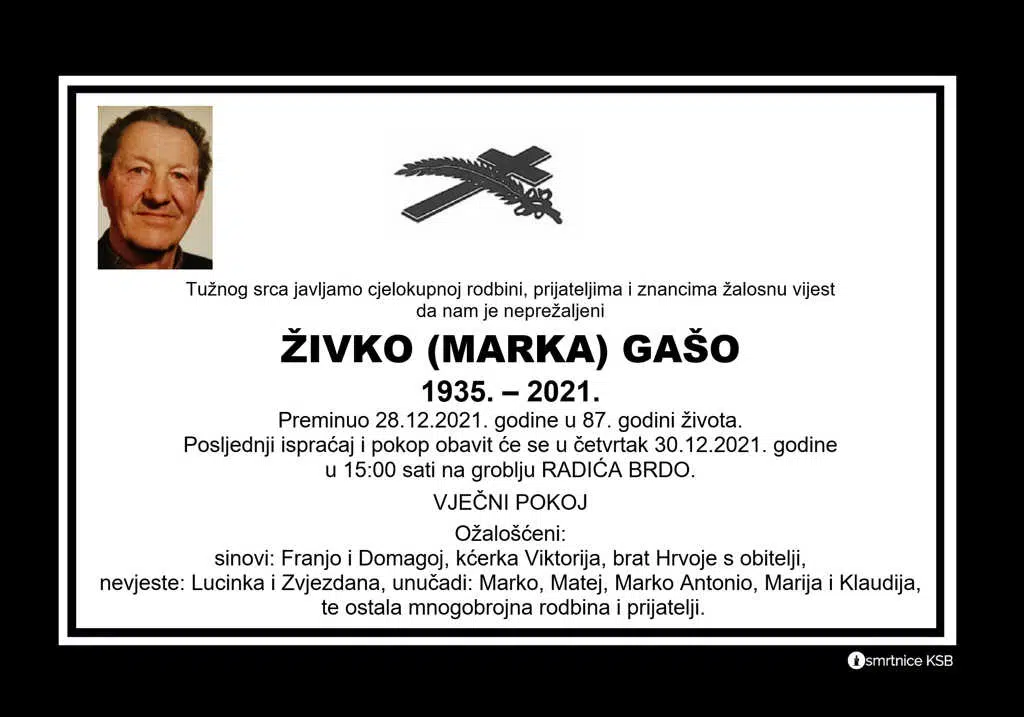 Preminuo Živko Gašo