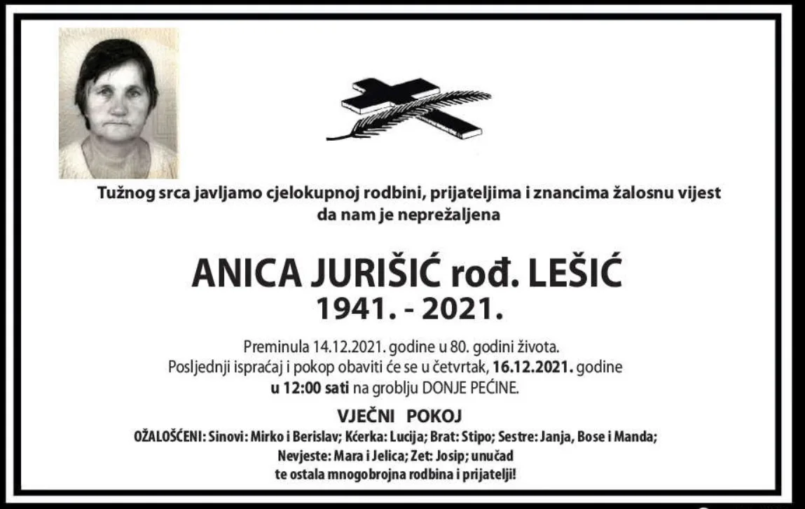 Preminula Anica Jurišić