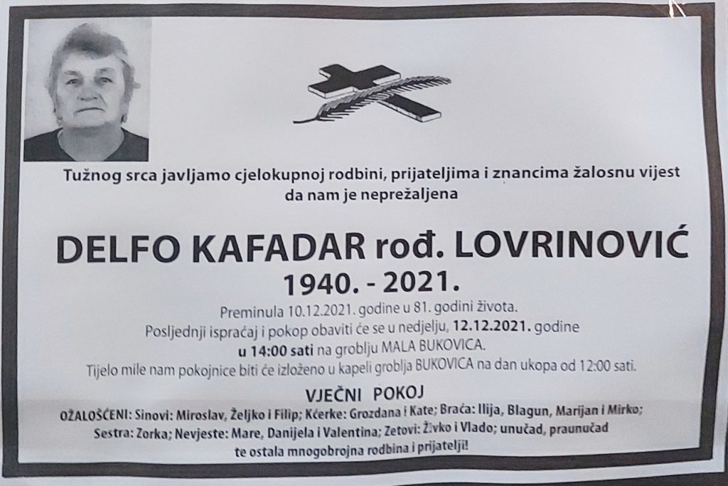 Preminula je Delfo Kafadar