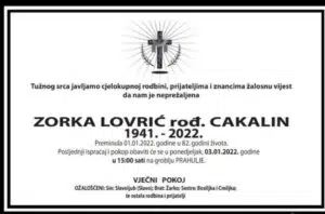 Preminula Zorka Lovrić
