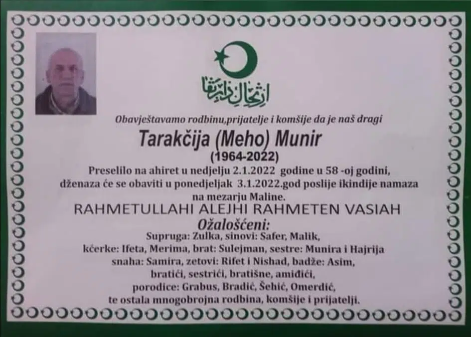 Preminuo Tarakčija Munir