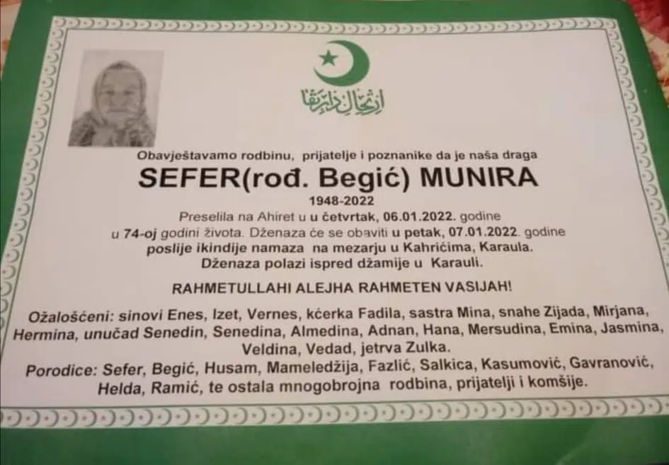 Preminula Munira Sefer