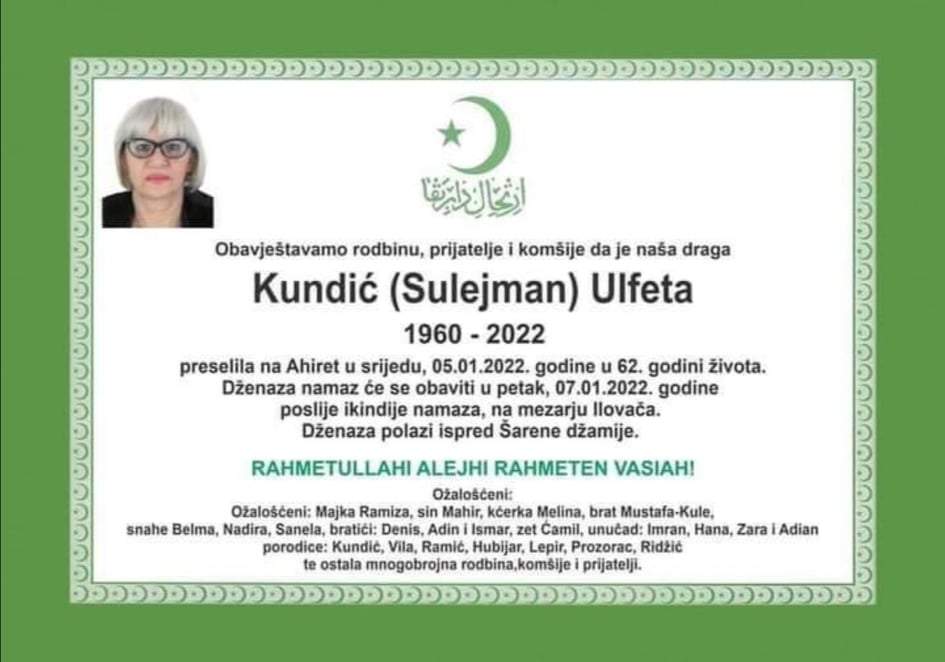 Preminula Ulfeta Kundić