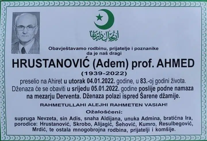 Preminuo Ahmed Hrustanović