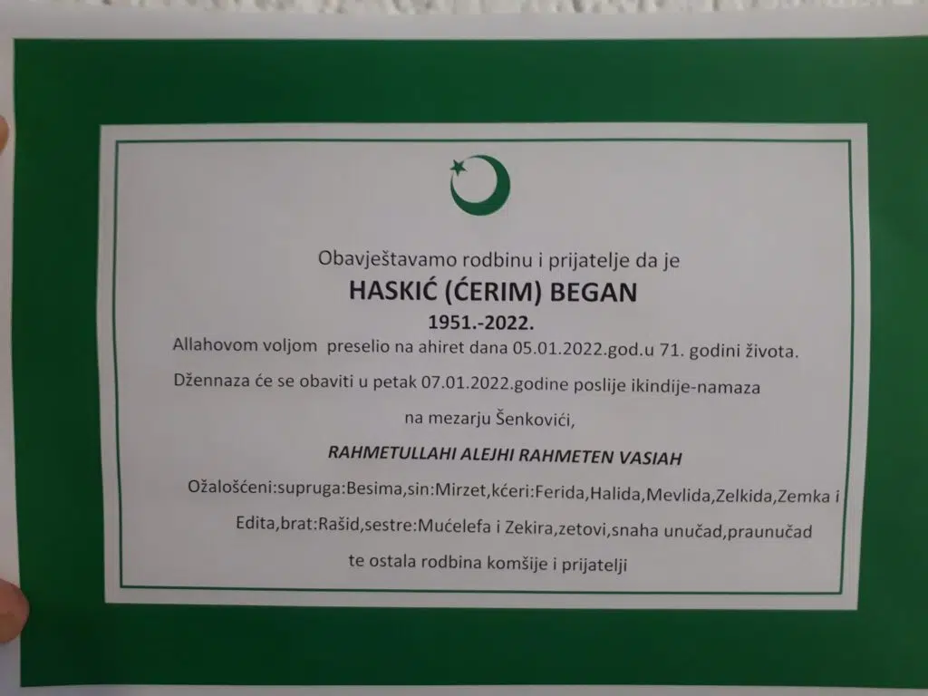 Preminuo Began Haskić