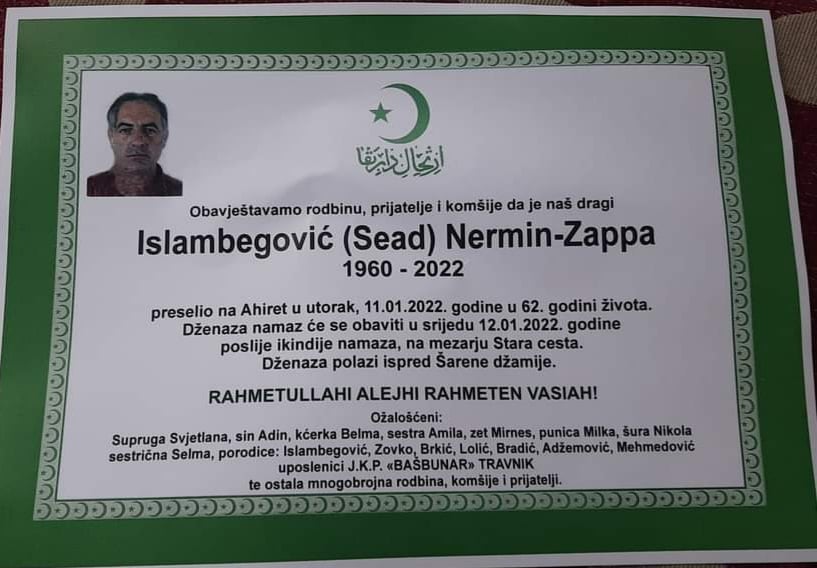 preminuo nermin islambegović - zappa