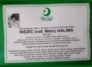 Preminula Halima Ridžić