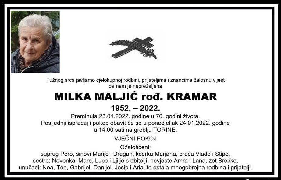 Preminula Milka Maljić