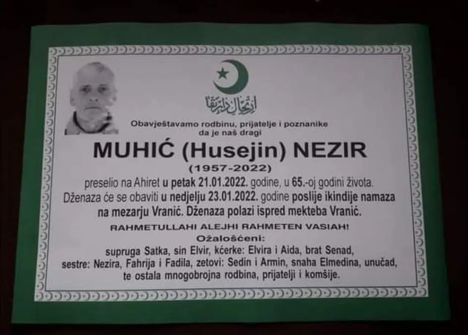Preminuo treći član porodice Muhić