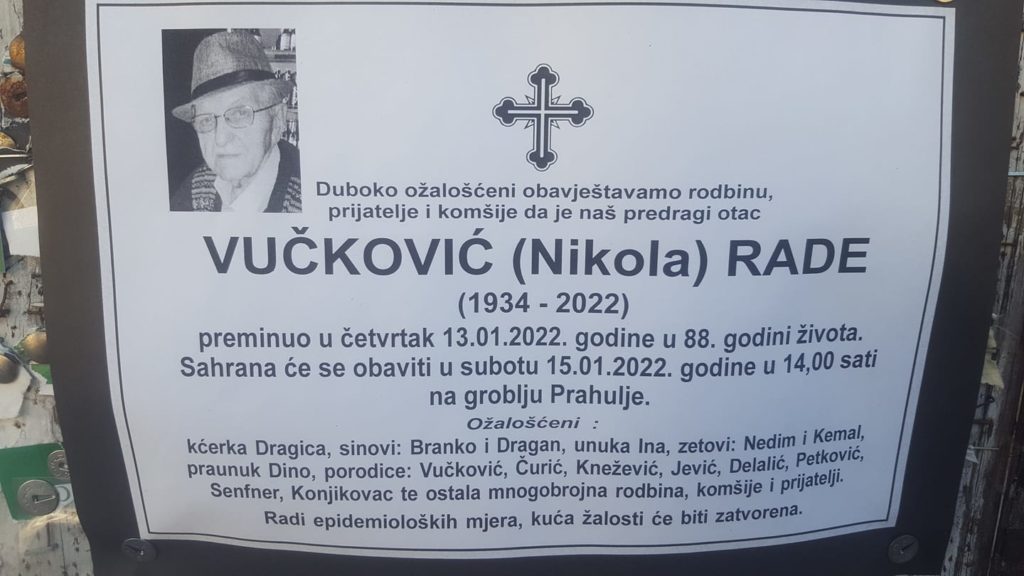 Preminuo Vučković Rade