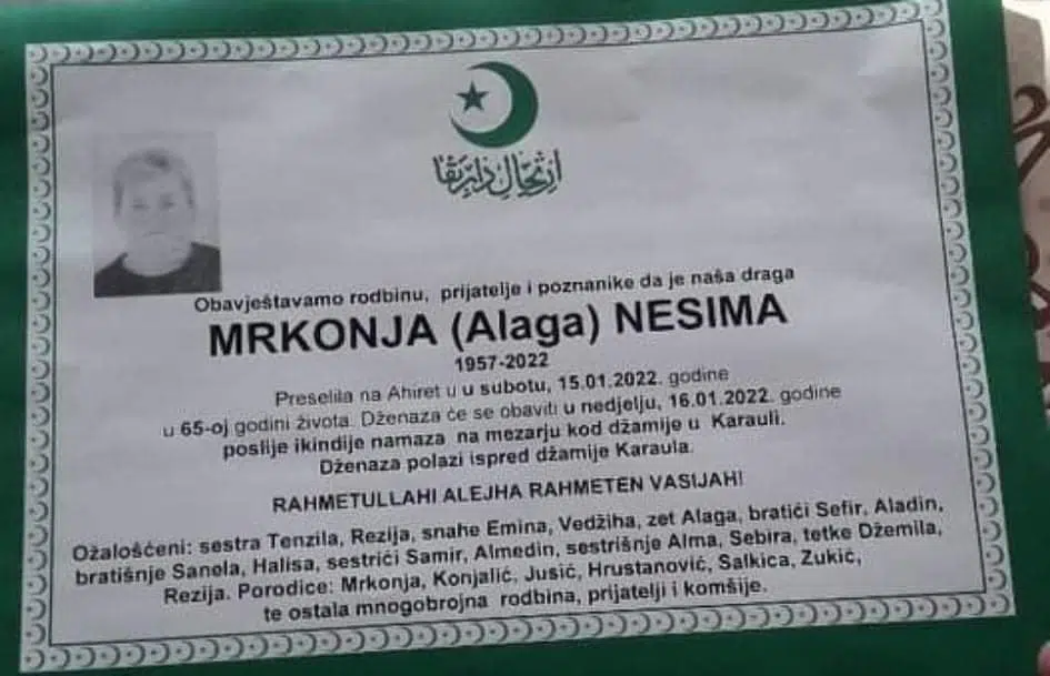 Preminula Nesima Mrkonja