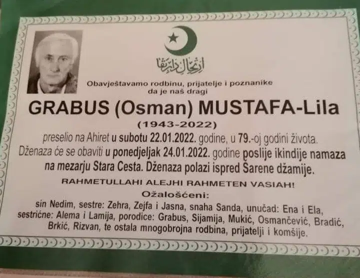 Preminuo Grabus Mustafa – Lila