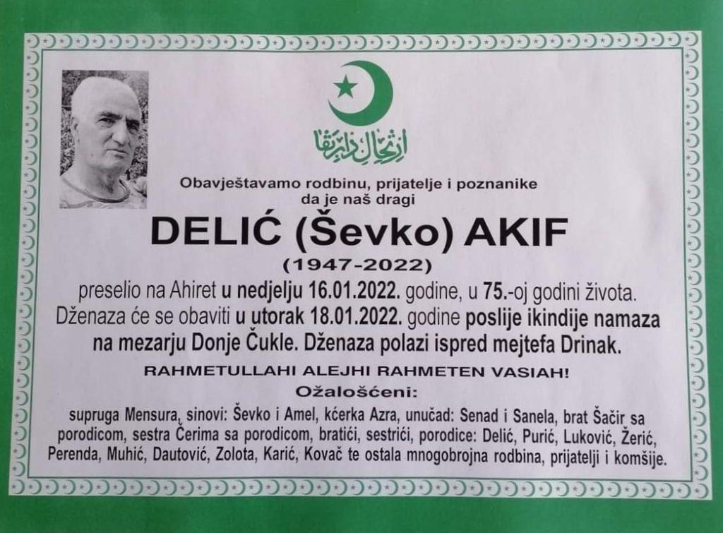 Preminuo Akif Delić