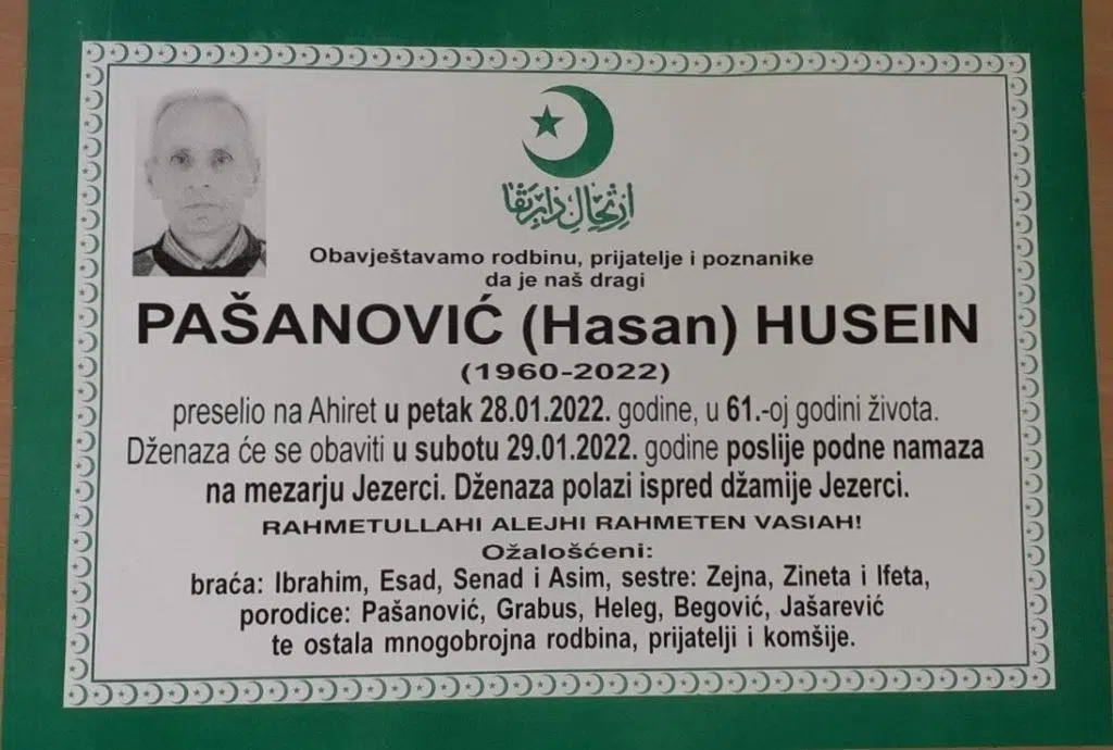 Preminuo Husein Pašanović
