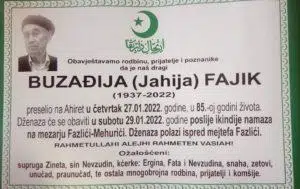 Preminuo Fajik Buzađija