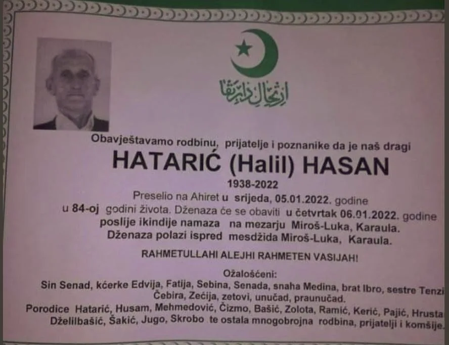 Preminuo Hasan Hatarić