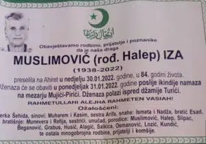 Preminula Iza Muslimović