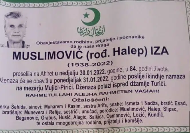 Preminula Iza Muslimović
