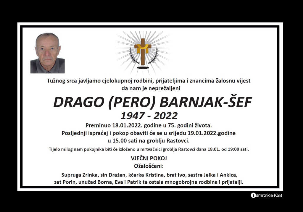Preminuo Drago Barnjak - Šef
