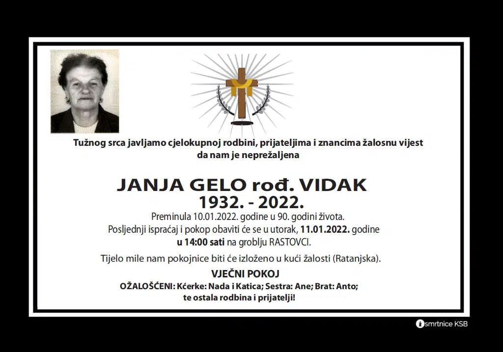 Preminula Janja Gelo