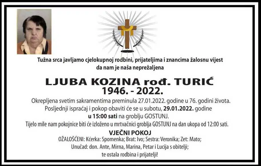 Preminula Ljuba Kozina