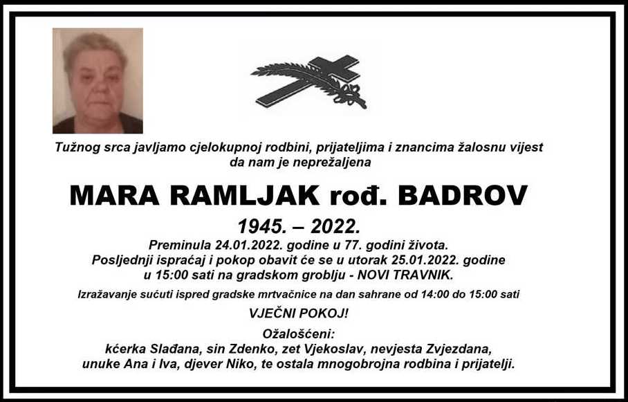 Preminula Mara Ramljak