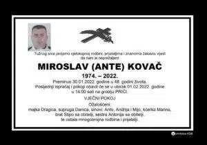 Preminuo Miroslav Kovač