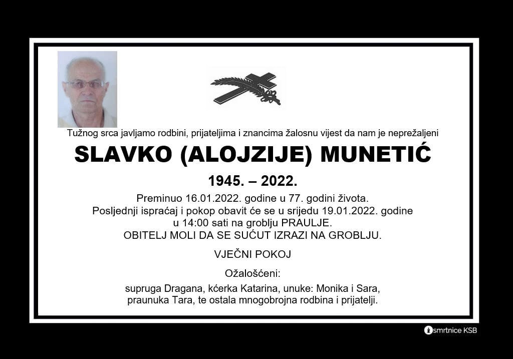 Preminuo Slavko Munetić