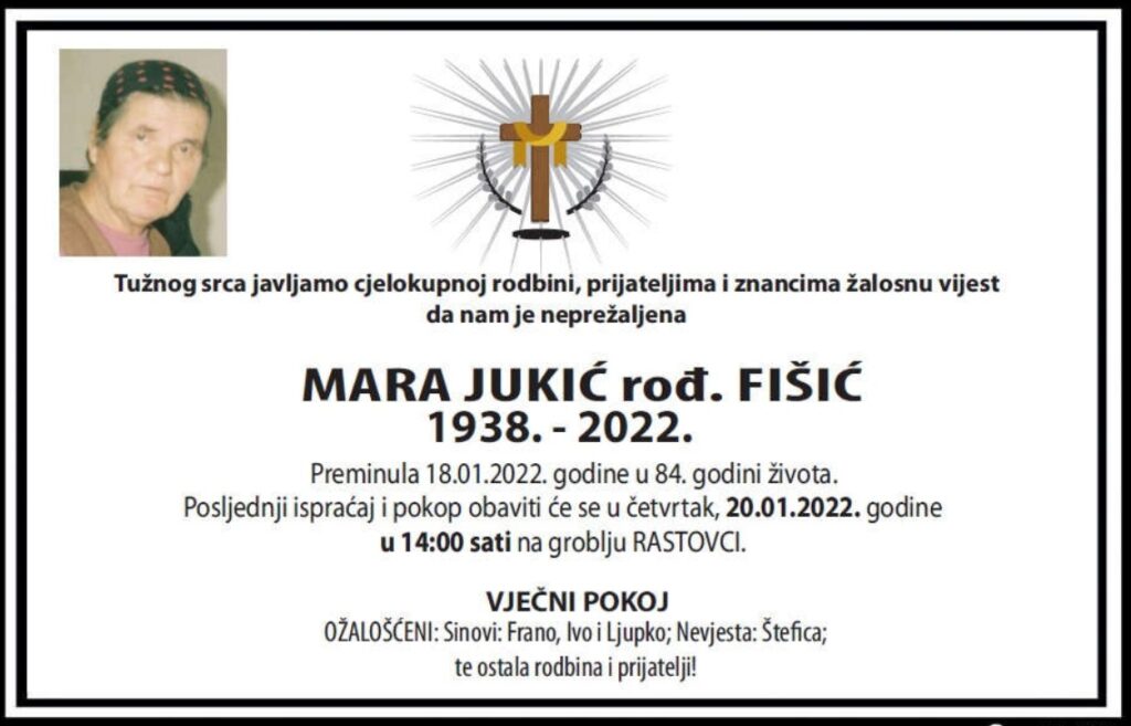 Preminula Mara Jukić