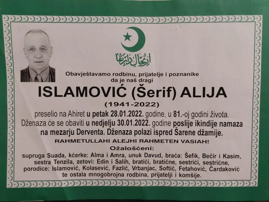 Preminuo je Alija Islamović
