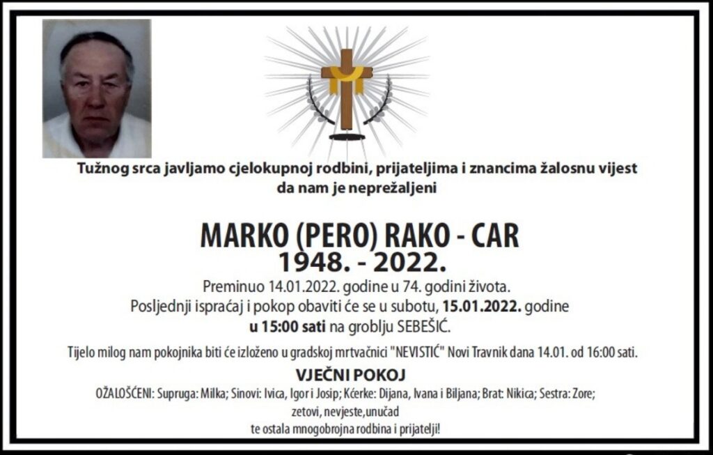 Preminuo Marko Rako