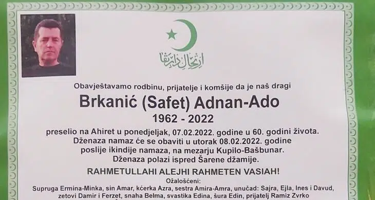 Preminuo Adnan-Ado Brkanić