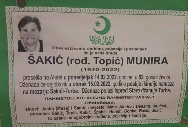 Preminula Munira Šakić