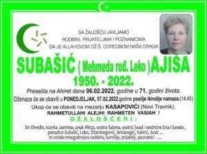 Preminula Ajiša Subašić