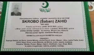 Preminuo Skrobo Zahid