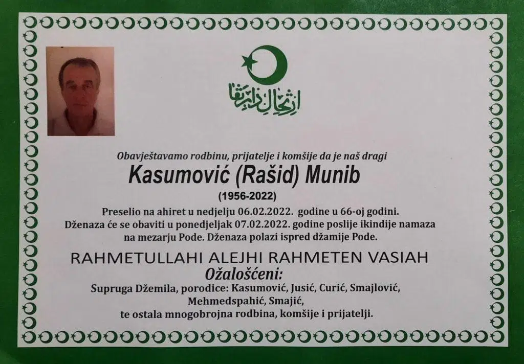 Preminuo Munib Kasumović