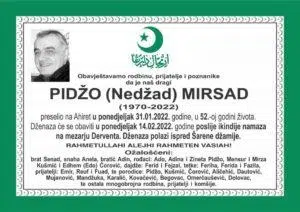 Sutra dženaza Mirsadu Pidžo