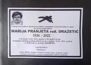 Preminula Marija Pranjeta
