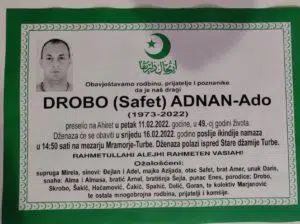 Preminuo Adnan-Ado Drobo
