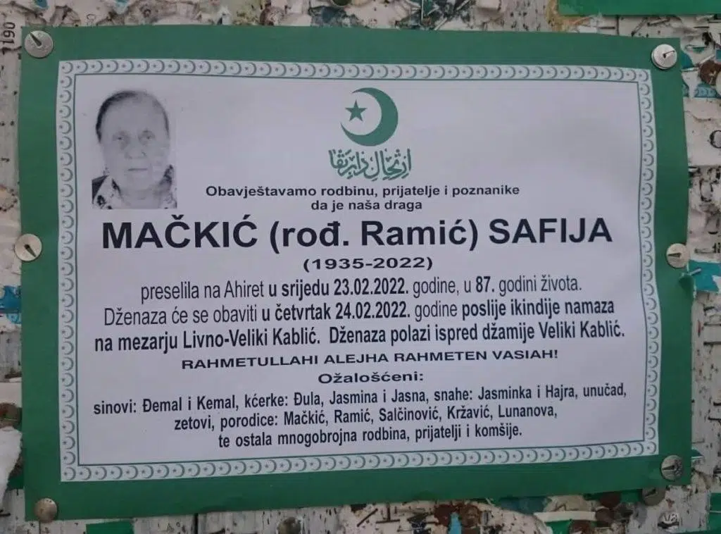 Preminula Mačkić Safija