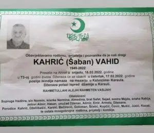 Preminuo Vahid Kahrić