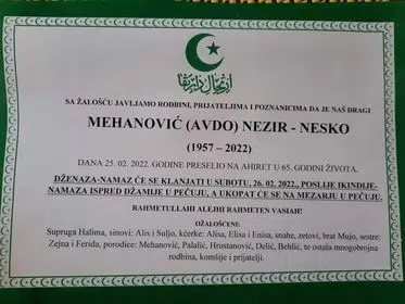 Preminuo Nezir – Nesko Mehanović