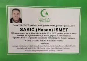 Preminuo Ismet Sakić
