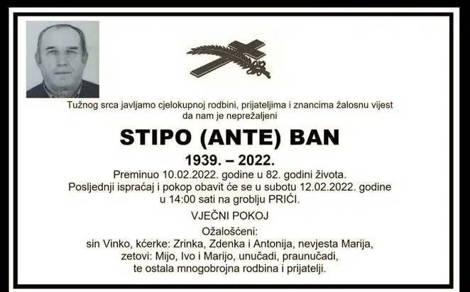 Preminuo Stipo Ban