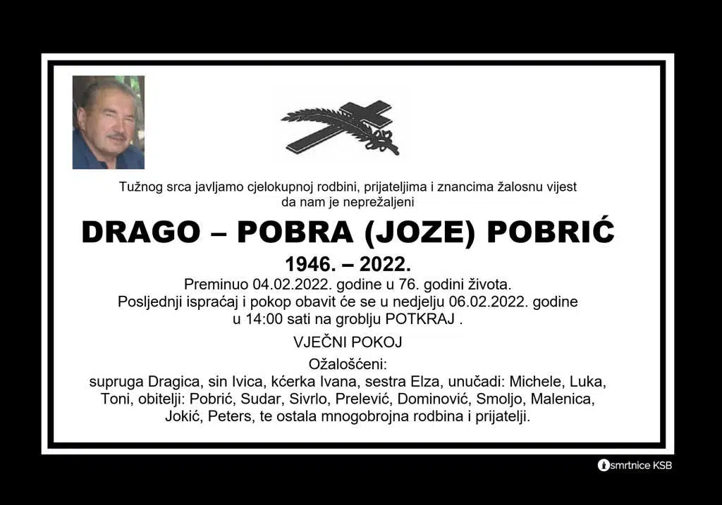 Preminuo Drago – Pobra Pobrić