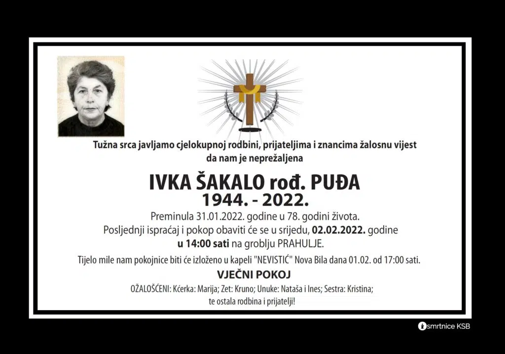 Preminula Ivka Šakalo