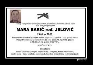 Preminula Mara Barić