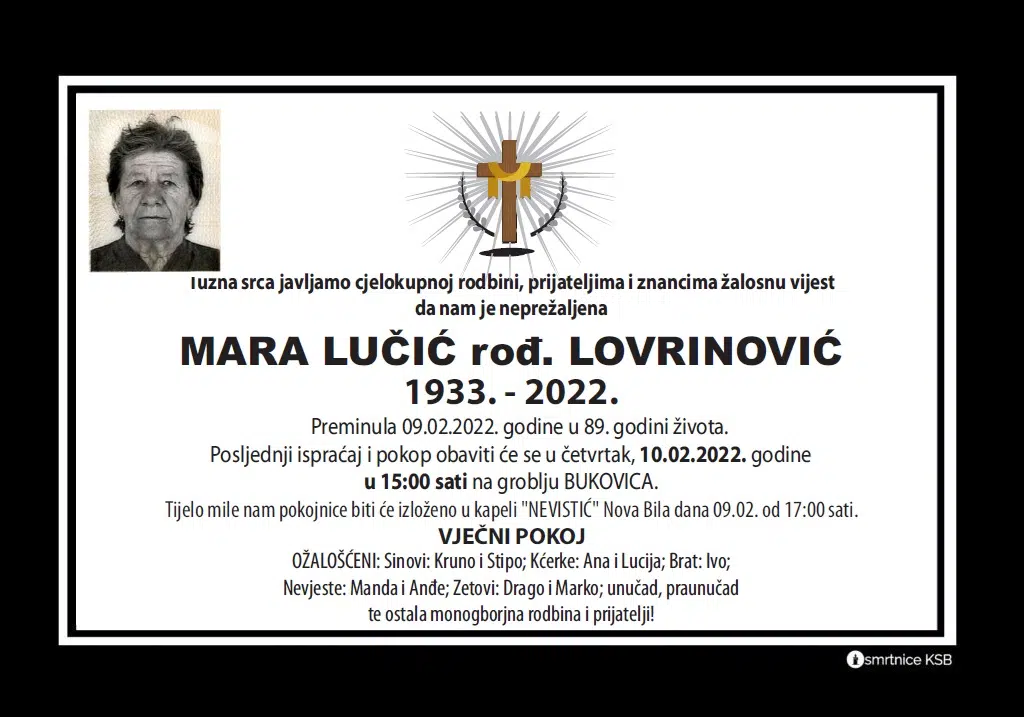 Preminula Mara Lučić