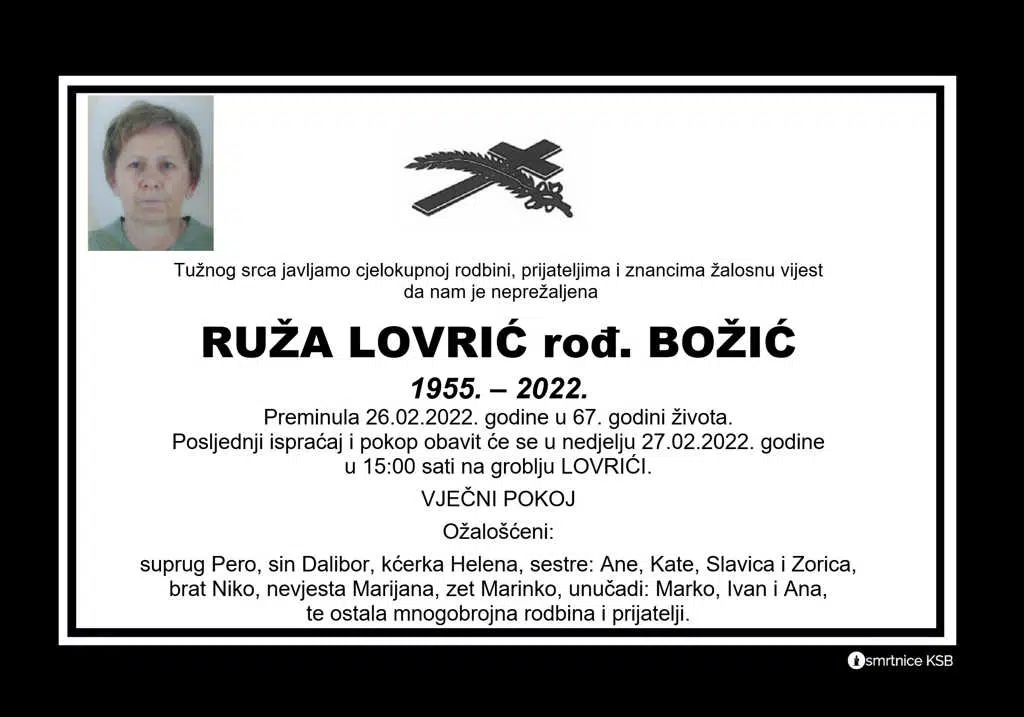 Preminula Ruža Lovrić